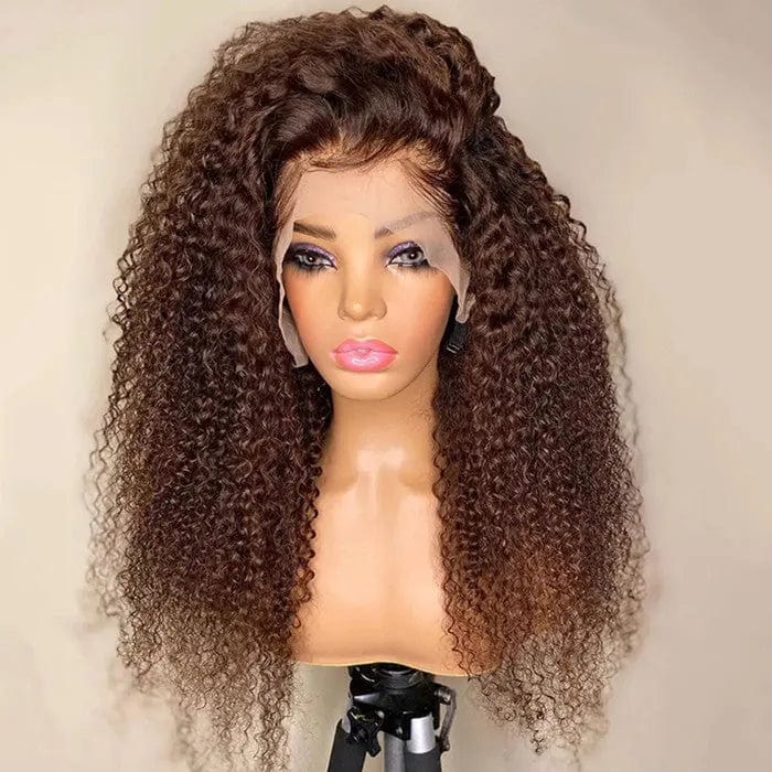 High Density Brown Color Ombre Wig Deep Curly Texture Pre Plucked Cuticle Aligned Human Hair Lace Front Wigs