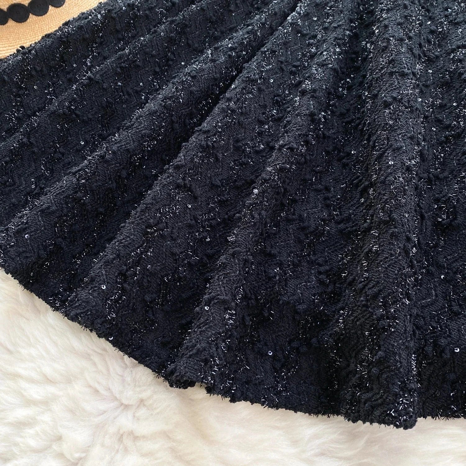 High-End Bright Silk Slim Short Pommel Skirt Bow Little Black Dress Female Temperament Dress