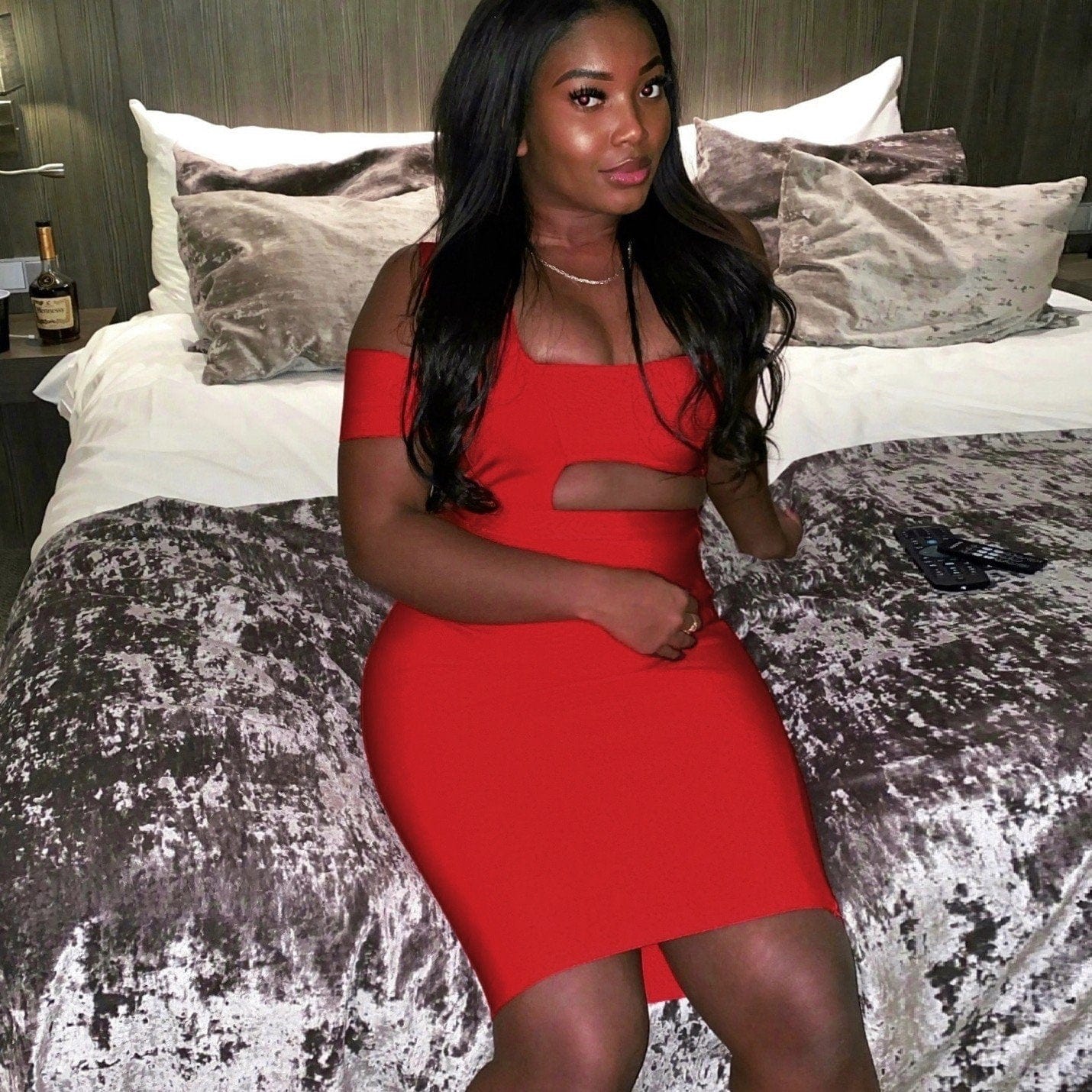 High Neck Strapless Black One Shoulder Black Sexy  Dress