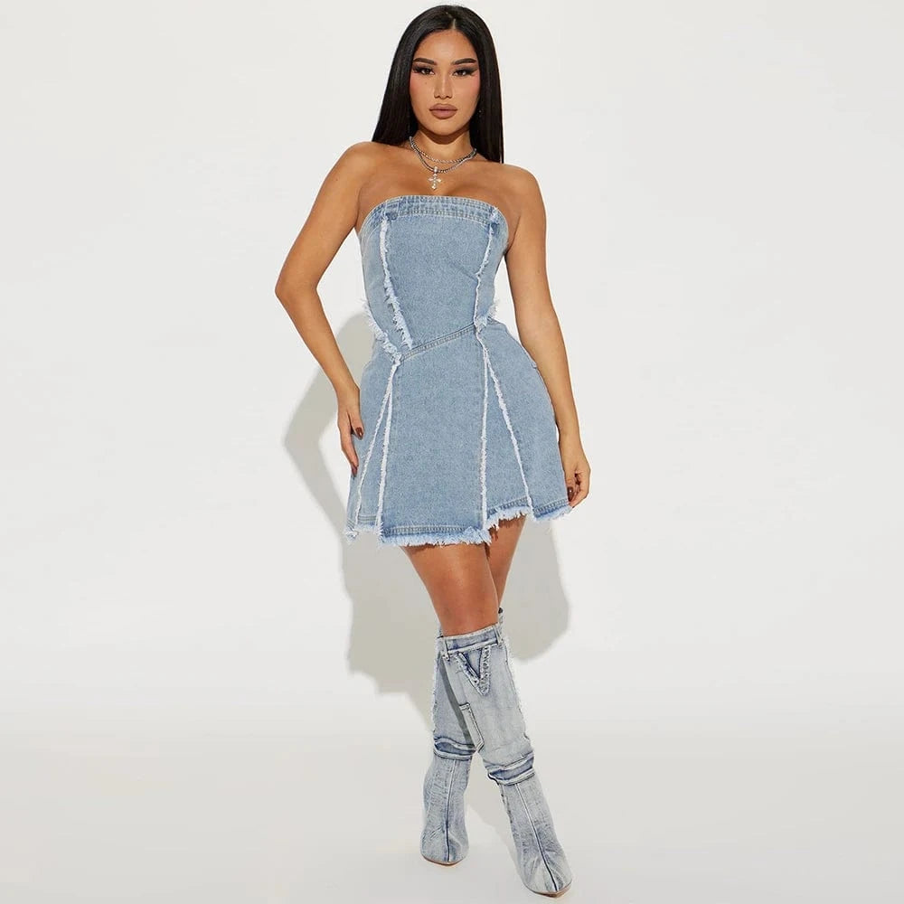 High quality 2023 ladies fashion jean dresses denim women elegant