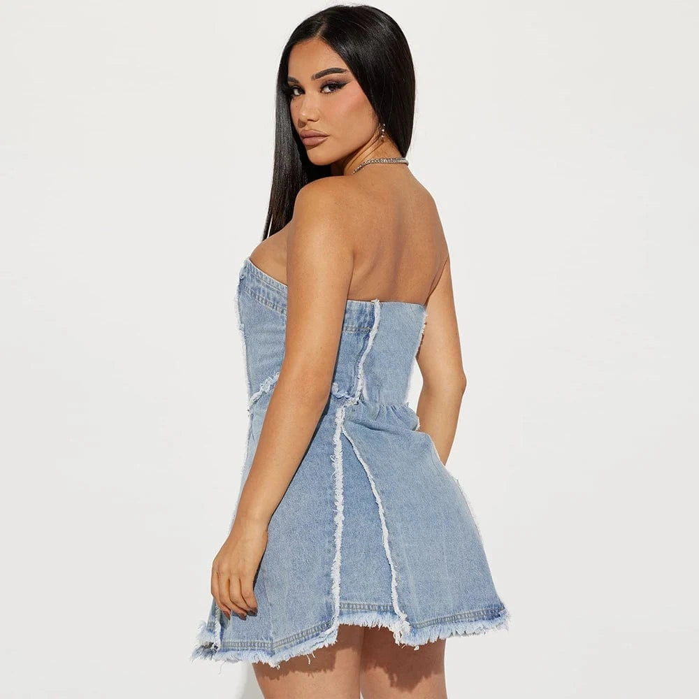 High quality 2023 ladies fashion jean dresses denim women elegant