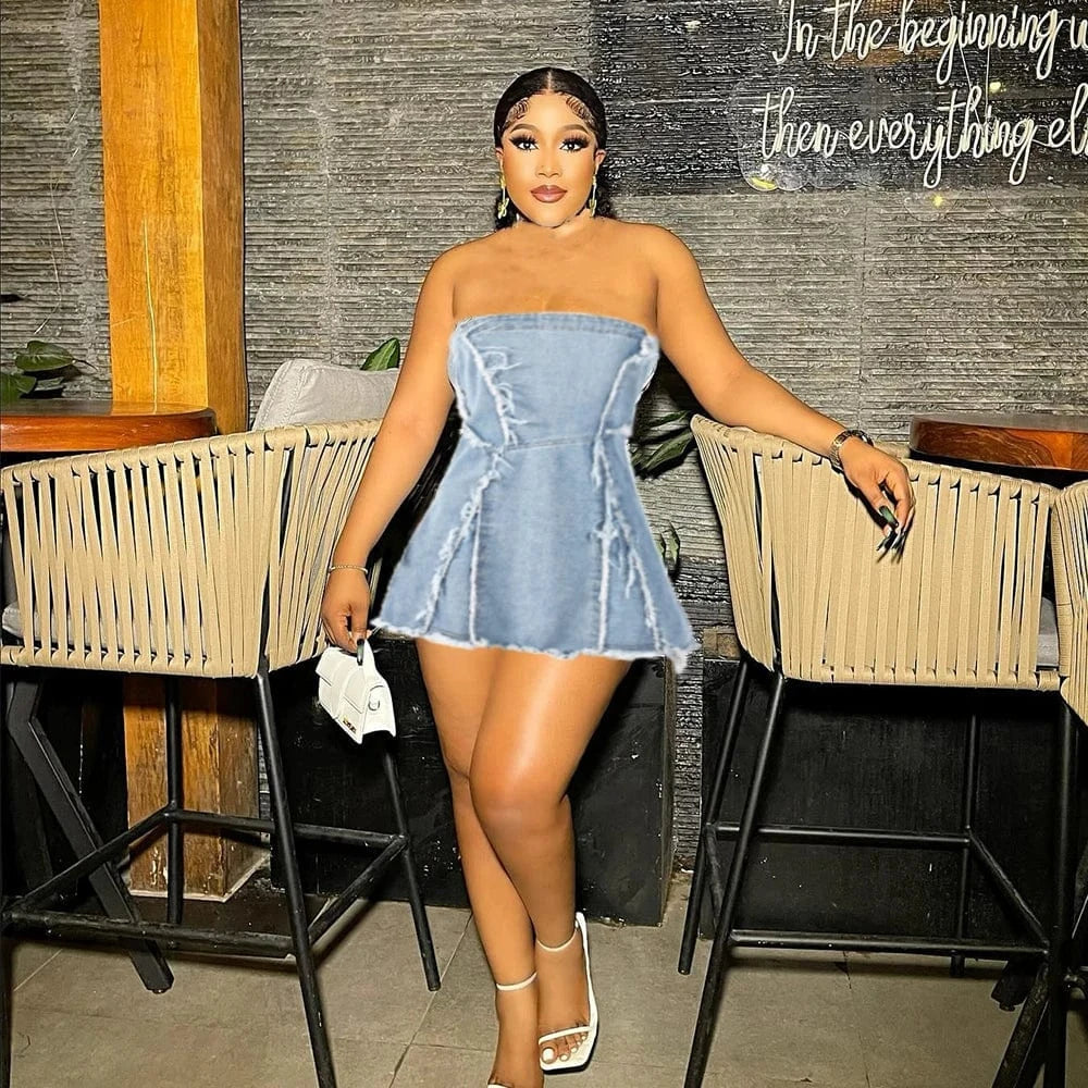 High quality 2023 ladies fashion jean dresses denim women elegant