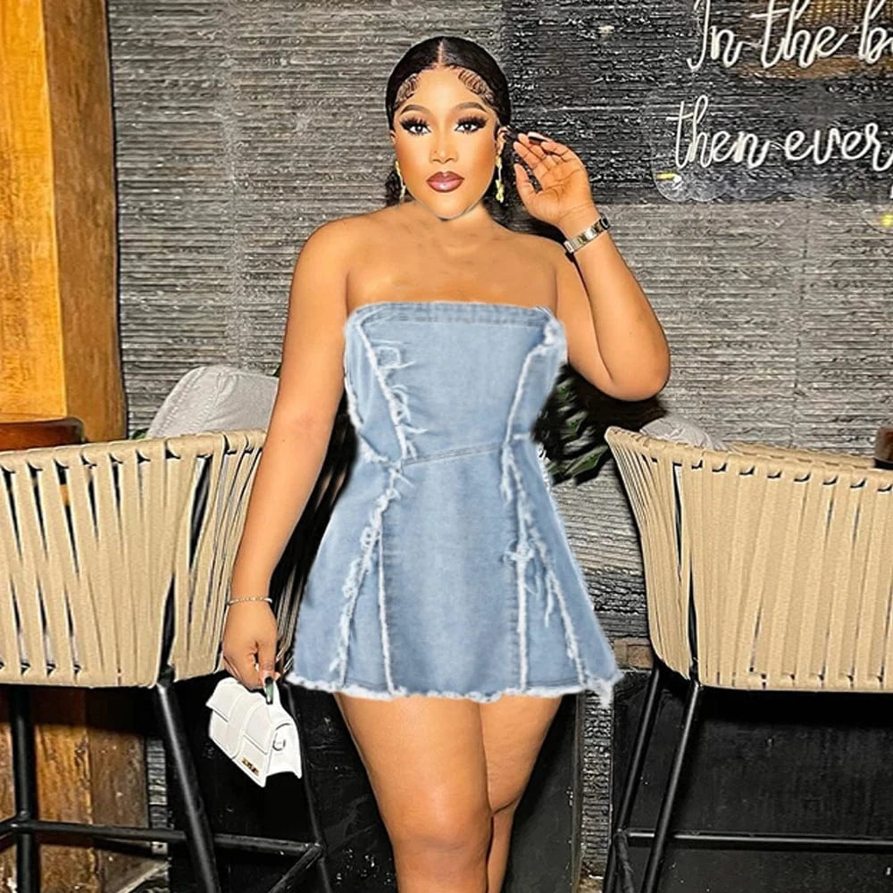 High quality 2023 ladies fashion jean dresses denim women elegant