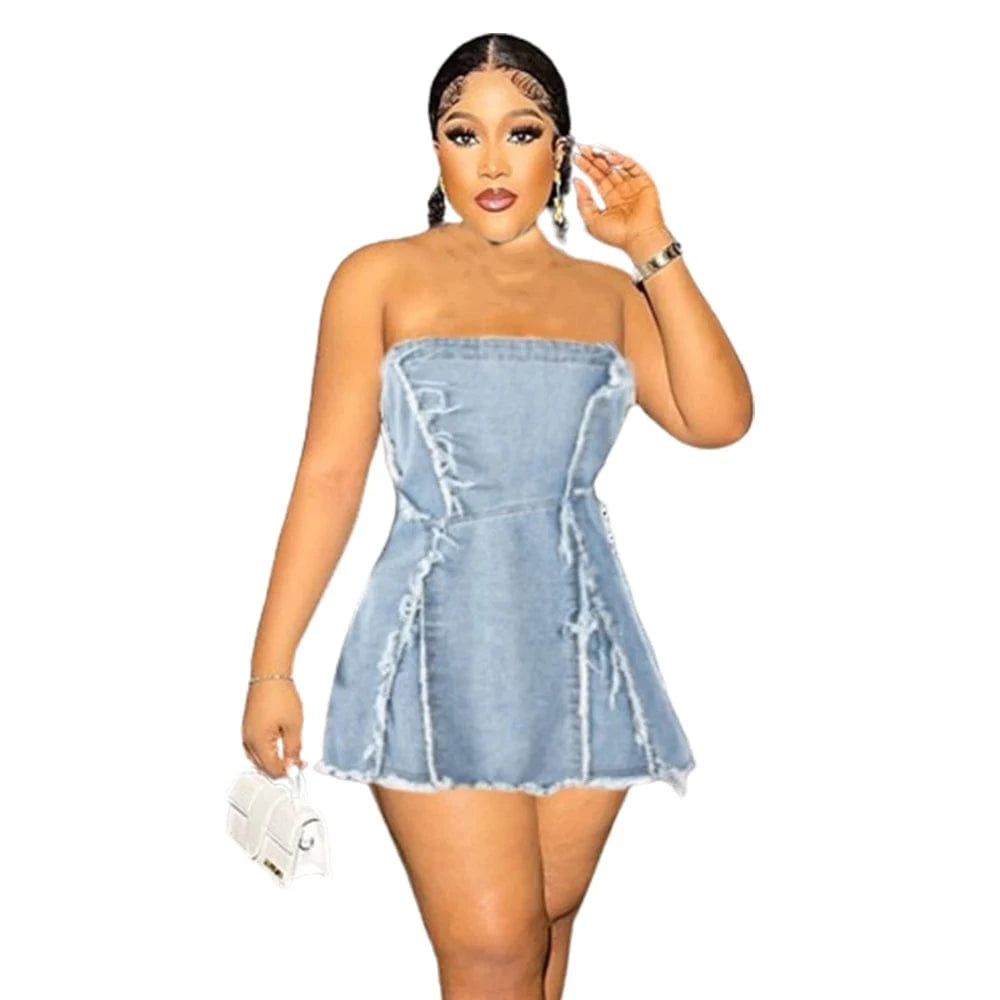 High quality 2023 ladies fashion jean dresses denim women elegant