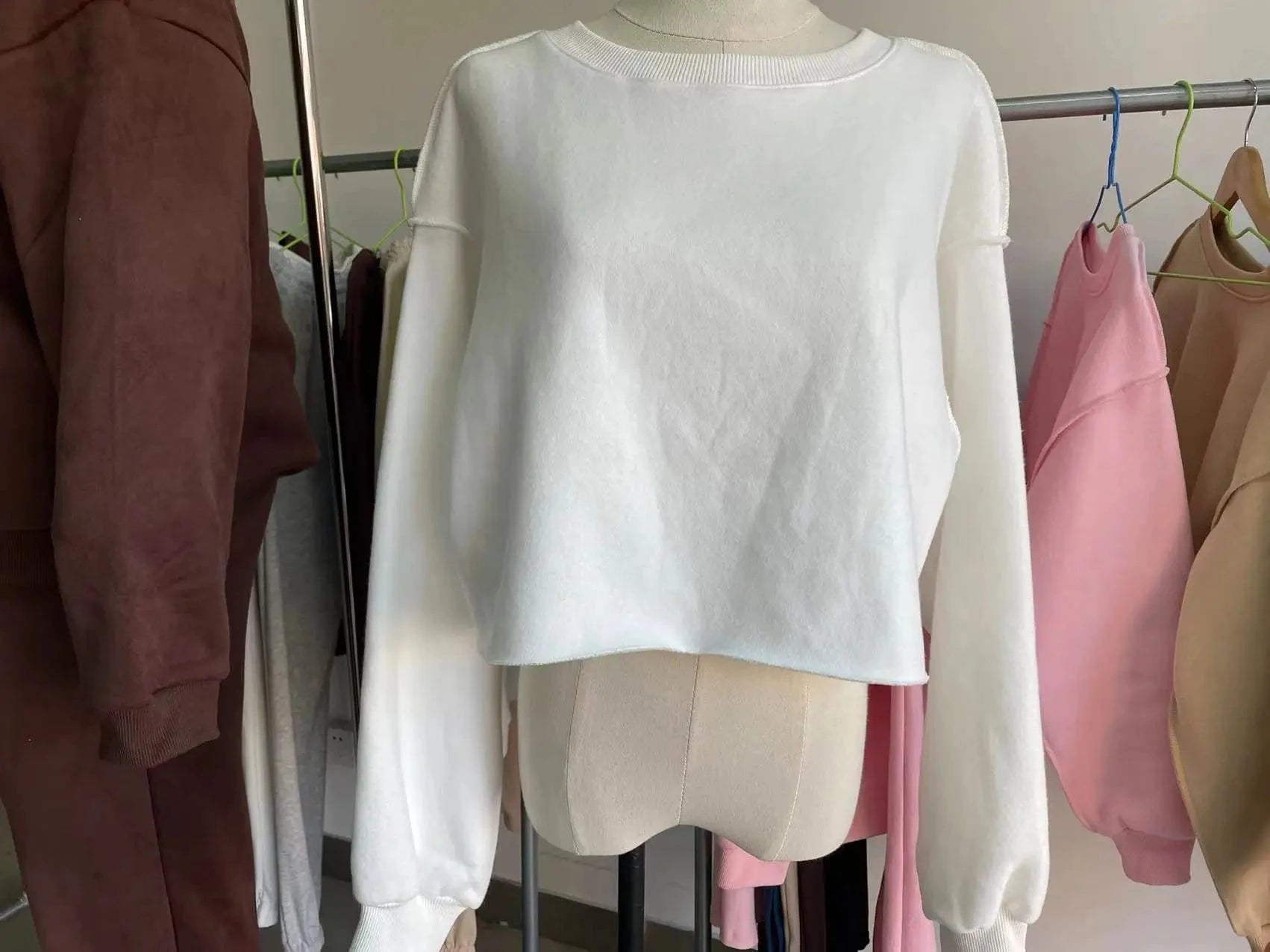 High quality 330gsm 100% cotton fleece inside cropped hoodies women crop top sweatshirt