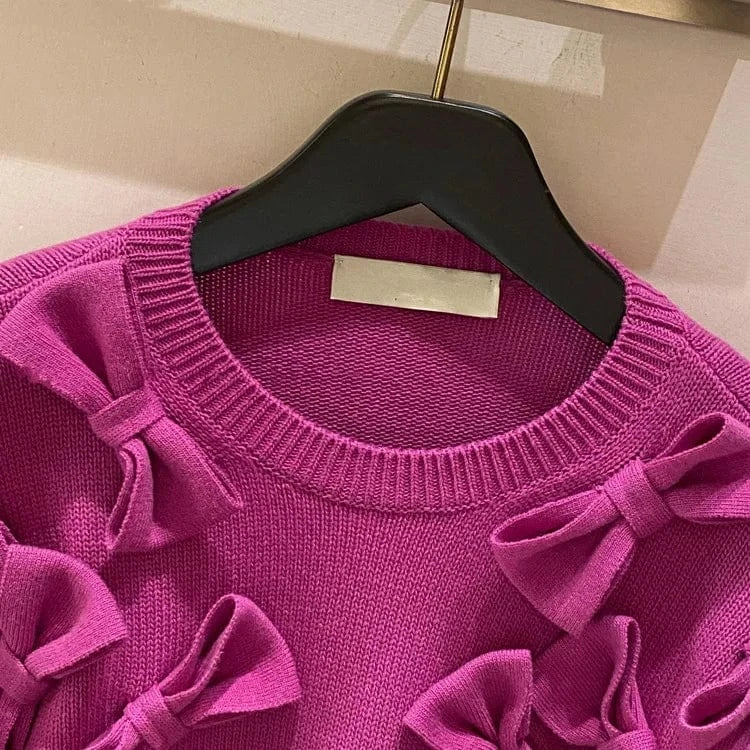 high quality autumn Wool crew neck adornment  Pullover long sleeve knit women's sweaters