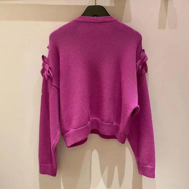 high quality autumn Wool crew neck adornment  Pullover long sleeve knit women's sweaters