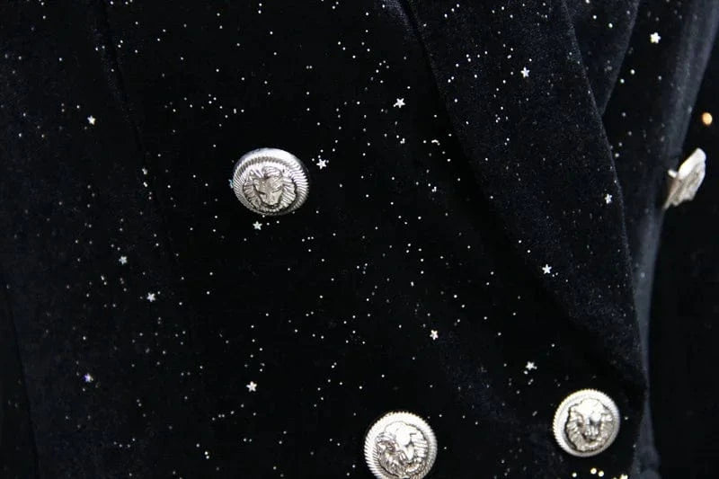 High Quality Black Fashionable Ladies sequined Business Two Pieces Suit Set Casual Blazer