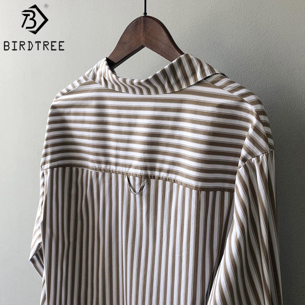 High Quality Casual Women Autumn Striped Shirts Turn Down Collar Long Sleeves Oversized Loose Female Clothes Blouses Winter Basi
