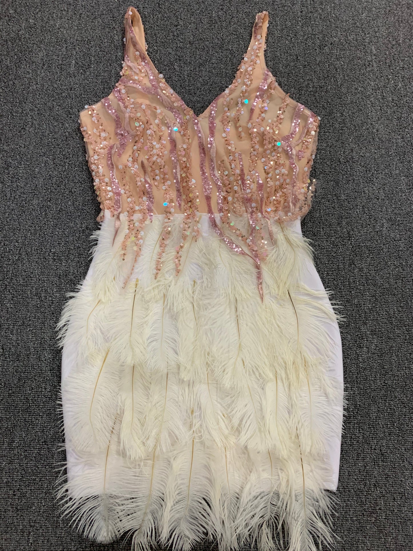 High Quality Celebrity Evening Feathers Elegant Night Club Party Dress Vestidos