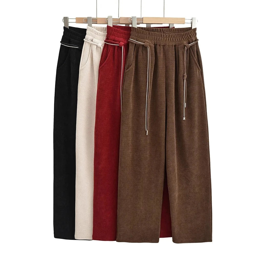 High Quality Chenille Inner Brush Wide Legs Ladies Sweatpants YK2 Waist Chain Drawstring buckle Female Trousers Joggers Women