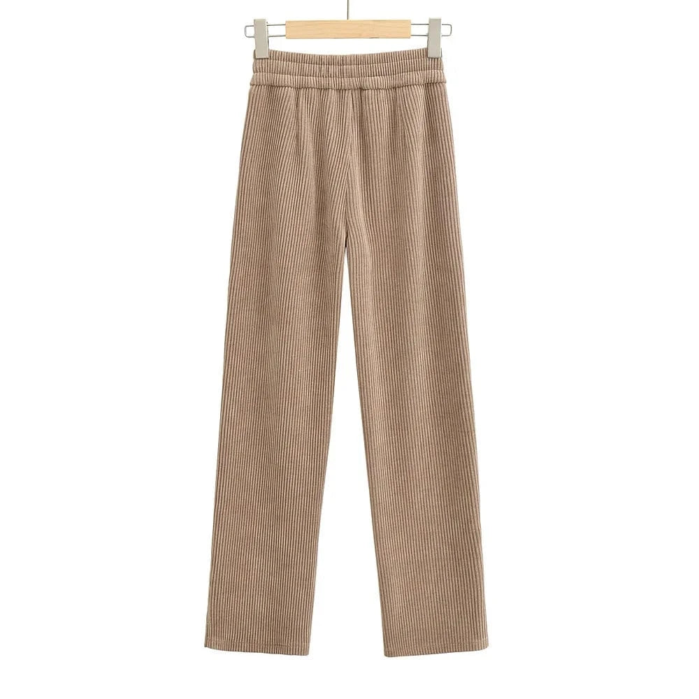 High Quality Chenille Loose Ladies Sweatpants Leg Side Seam Split Elastic Waistband Female Trousers Joggers Women