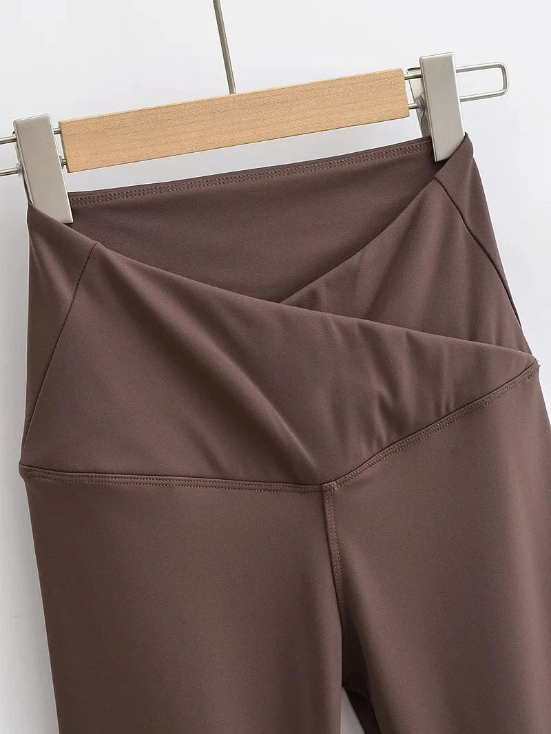 High Quality Cotton Fleece Women Trousers Office Slim Flared Pants Female Trousers Cross Waistband Women Joggers Pants