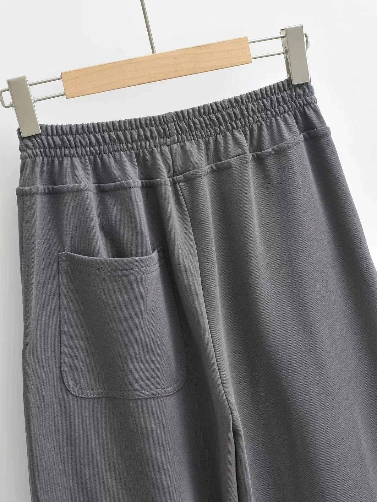 High Quality Cotton Terry Loose Ladies Sweatpants Panel Front Leg Back Pocket Elastic Waistband Female Trousers Joggers Women