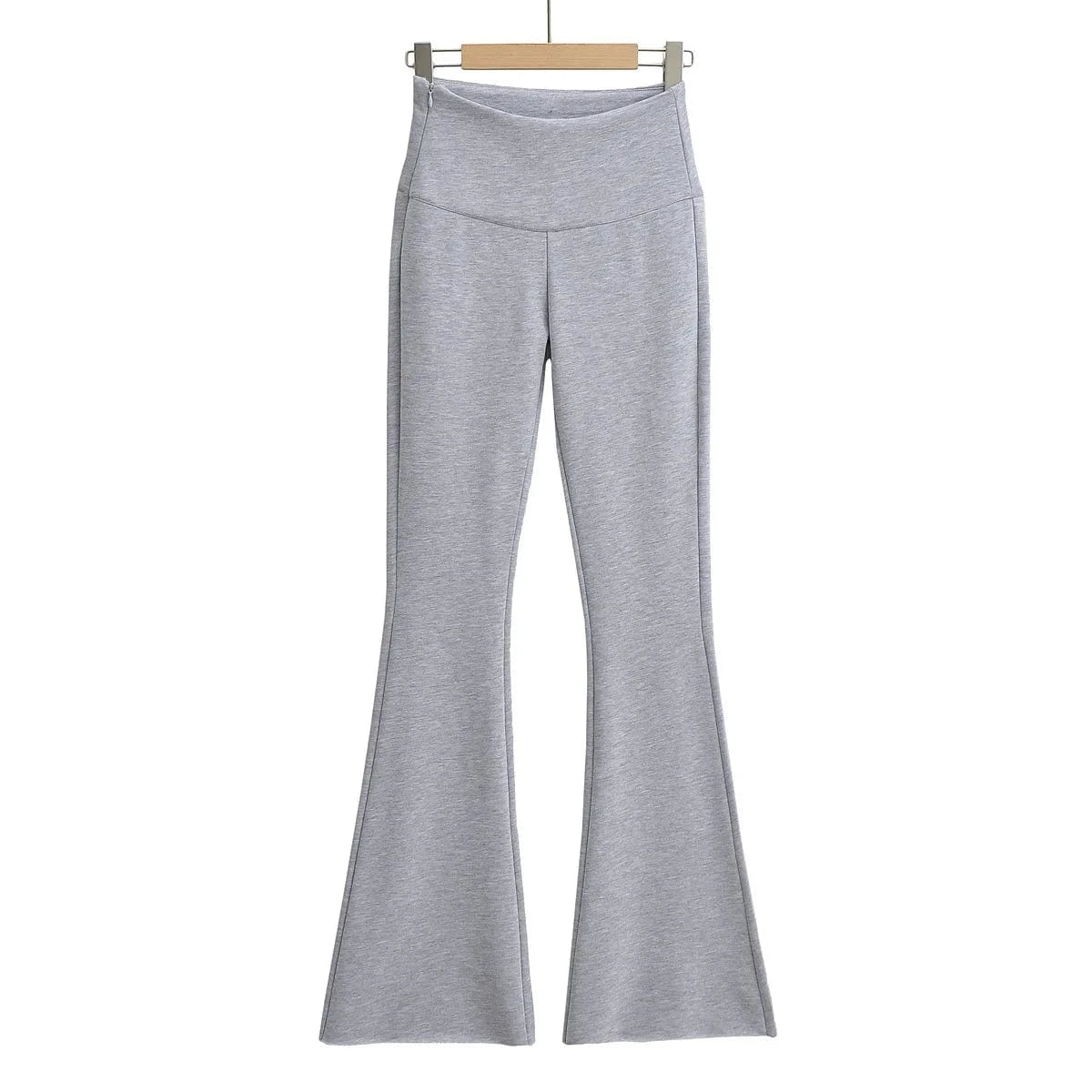 High Quality Cotton Terry Women Trousers Slim Flared Yoga Pants Raw Edge  Female Trousers Height Waistband Women Joggers Pants