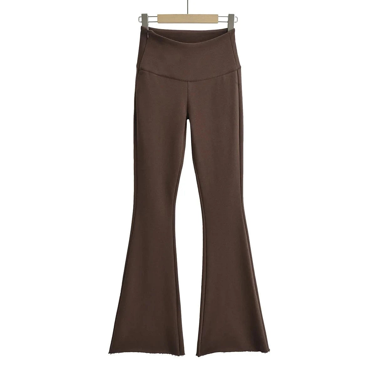 High Quality Cotton Terry Women Trousers Slim Flared Yoga Pants Raw Edge  Female Trousers Height Waistband Women Joggers Pants