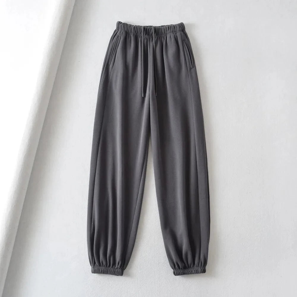 High Quality Custom Cotton Brushing Ladies Sweatpants Side Pocket Joggers Elastic Waistband Pants Running Pants Joggers Women