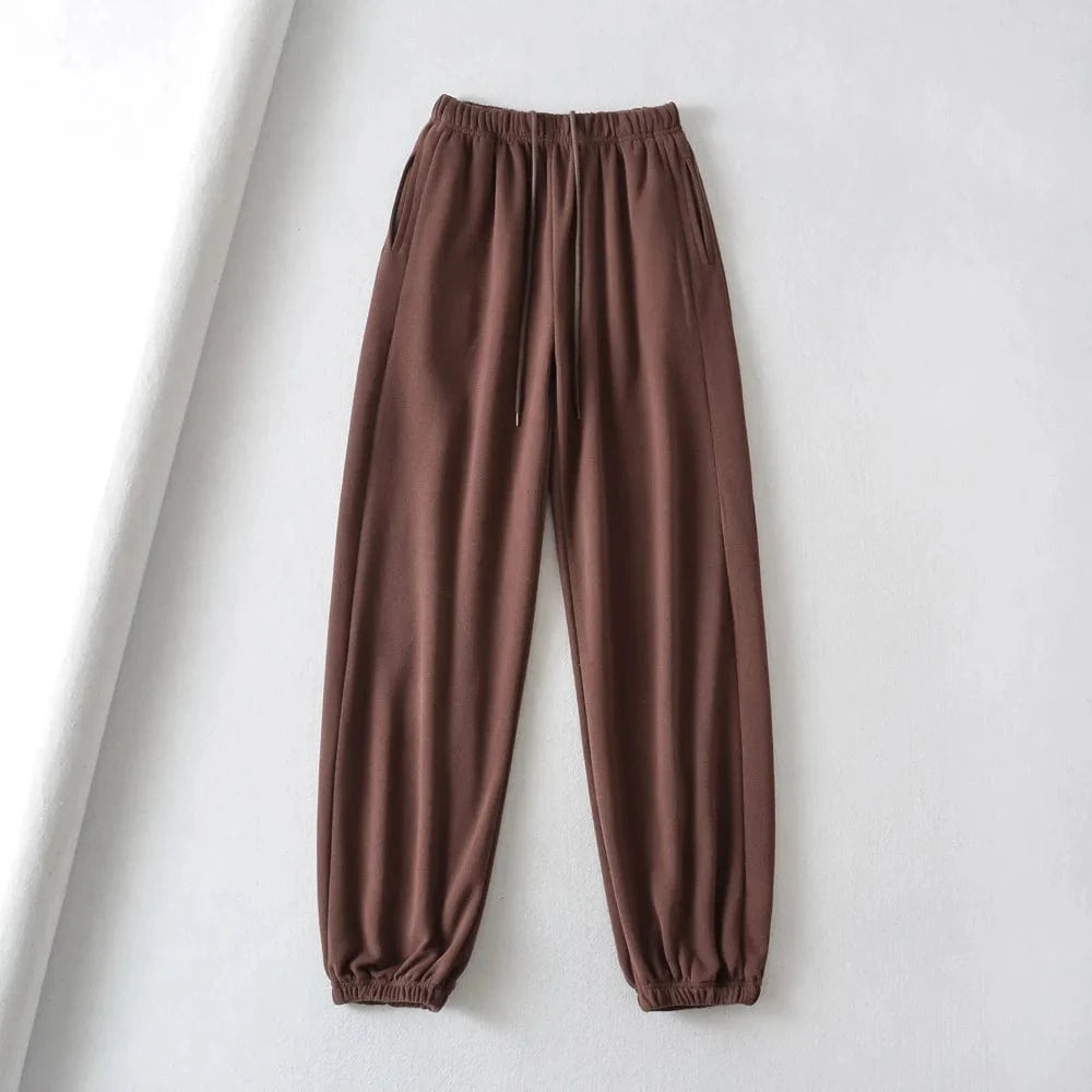 High Quality Custom Cotton Brushing Ladies Sweatpants Side Pocket Joggers Elastic Waistband Pants Running Pants Joggers Women