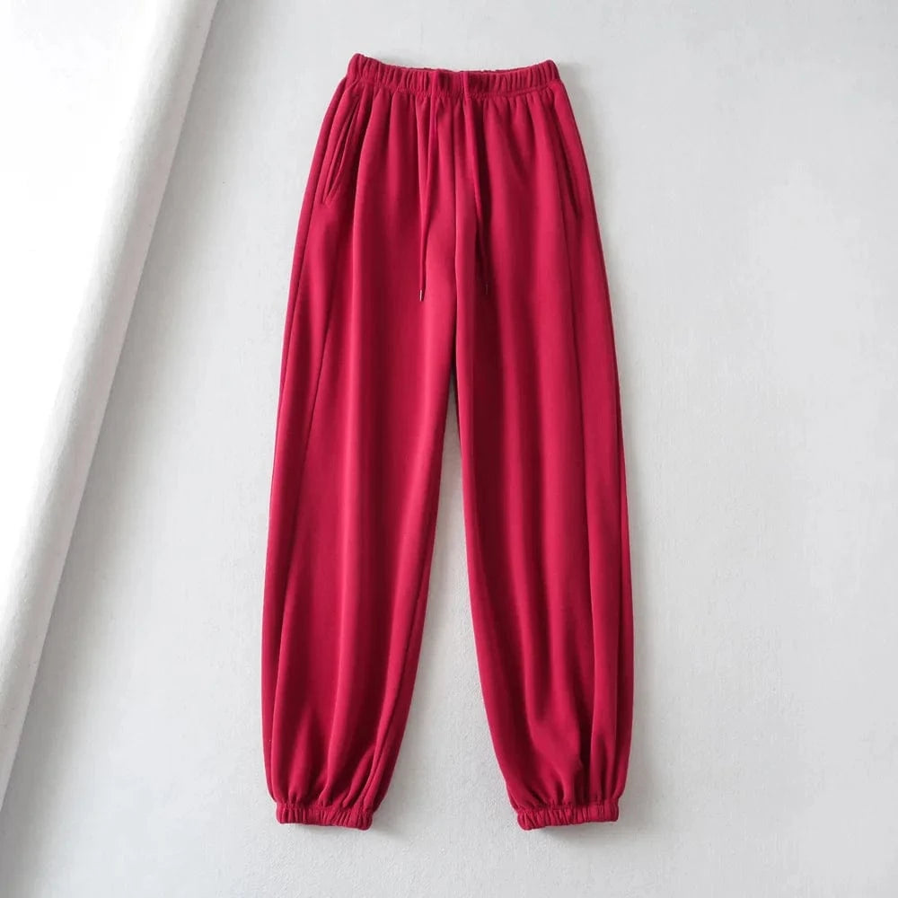 High Quality Custom Cotton Brushing Ladies Sweatpants Side Pocket Joggers Elastic Waistband Pants Running Pants Joggers Women