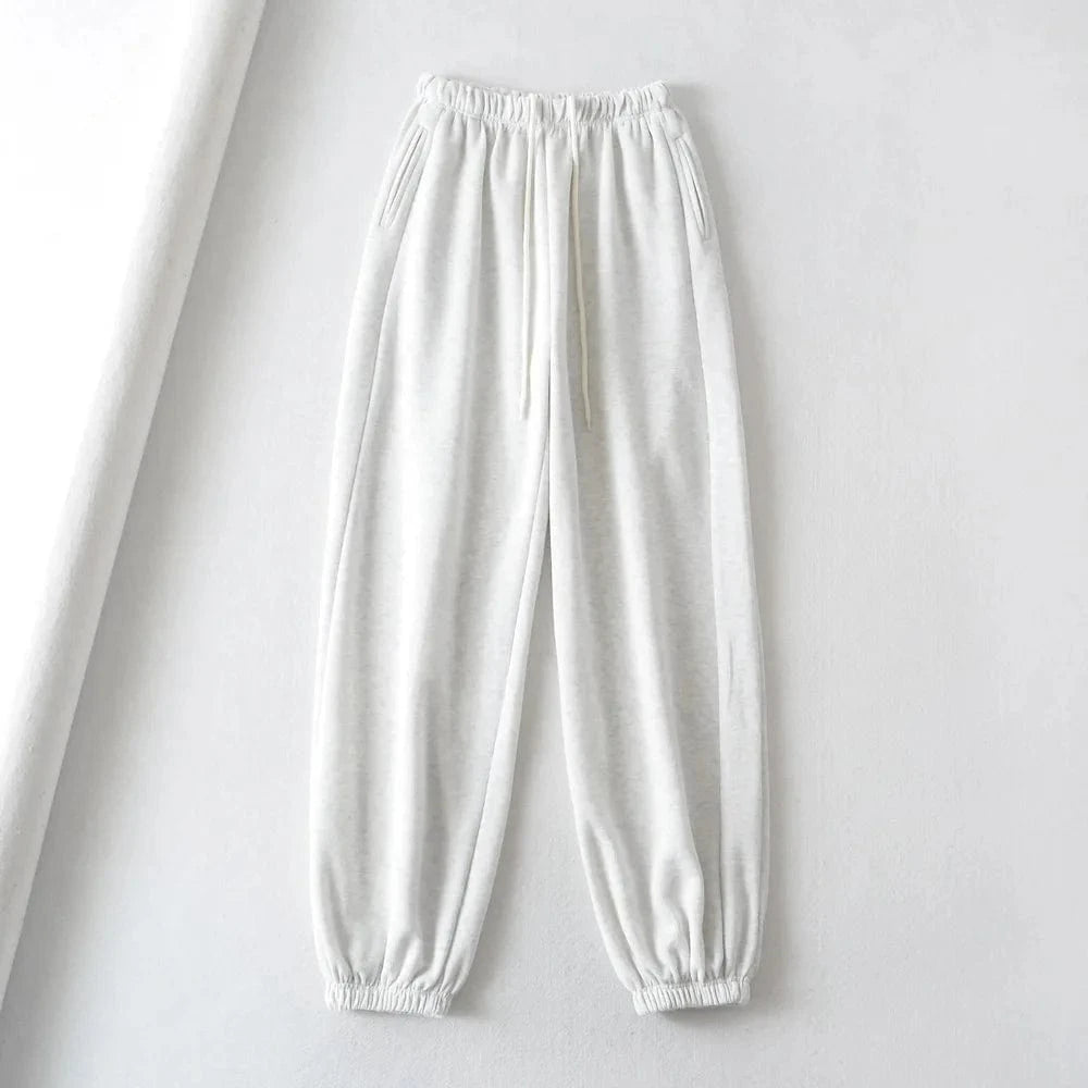 High Quality Custom Cotton Brushing Ladies Sweatpants Side Pocket Joggers Elastic Waistband Pants Running Pants Joggers Women