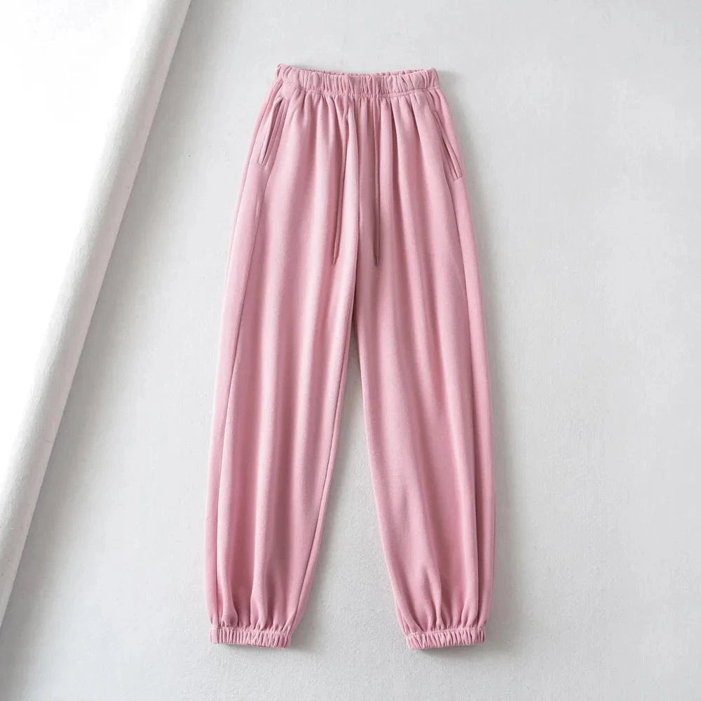 High Quality Custom Cotton Brushing Ladies Sweatpants Side Pocket Joggers Elastic Waistband Pants Running Pants Joggers Women