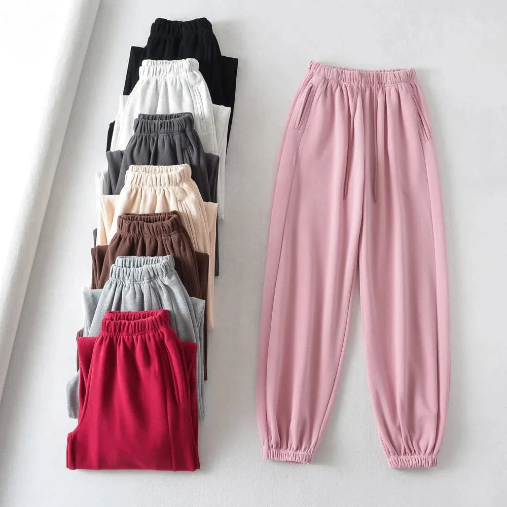 High Quality Custom Cotton Brushing Ladies Sweatpants Side Pocket Joggers Elastic Waistband Pants Running Pants Joggers Women