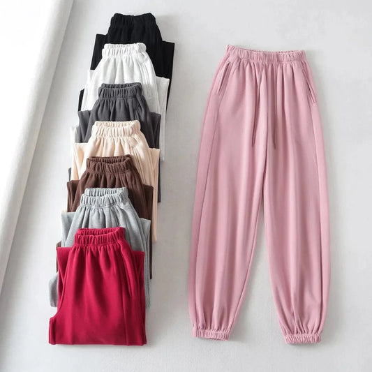 High Quality Custom Cotton Brushing Ladies Sweatpants Side Pocket Joggers Elastic Waistband Pants Running Pants Joggers Women