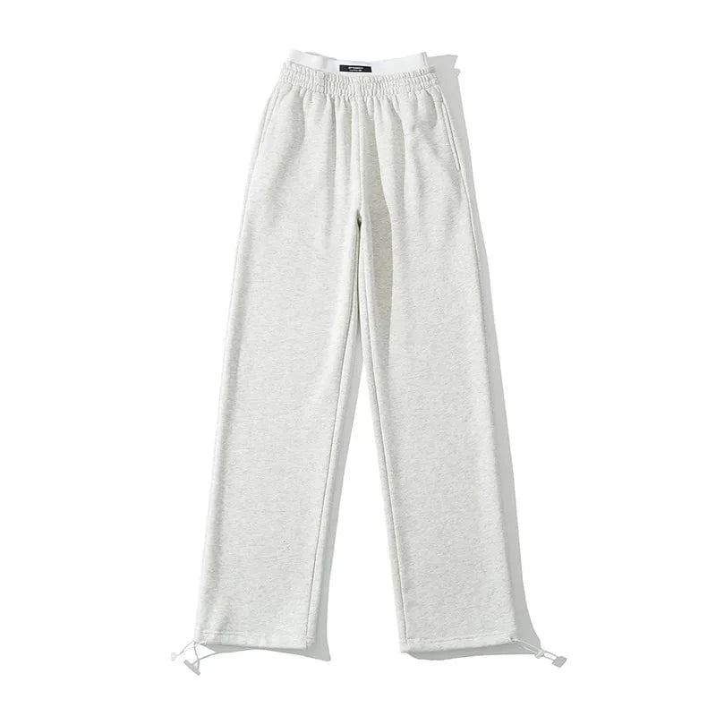 High Quality Custom Cotton Fleece Ladies Sweatpants Two Pieces Waist Joggers Long Running Pants Joggers Women