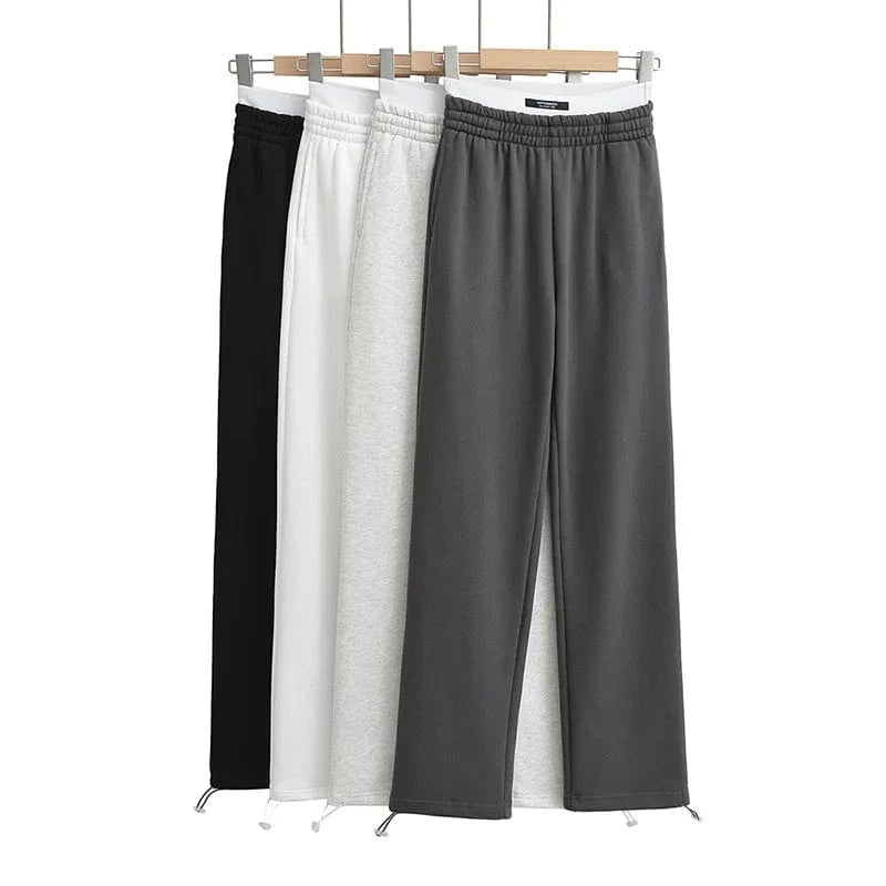 High Quality Custom Cotton Fleece Ladies Sweatpants Two Pieces Waist Joggers Long Running Pants Joggers Women