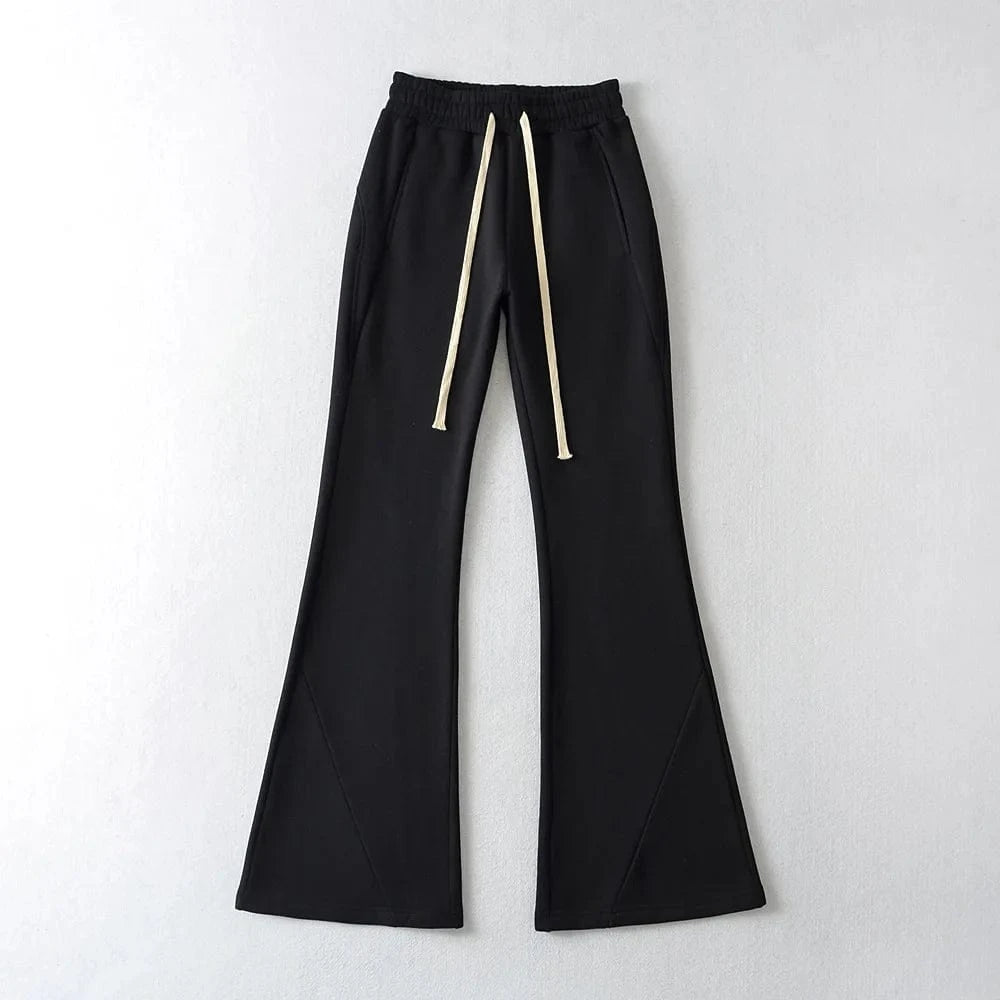High Quality Custom Cotton Fleece Women Trousers Office Slim Flared Pants Slash Splicing Female Trousers Women Joggers Pants