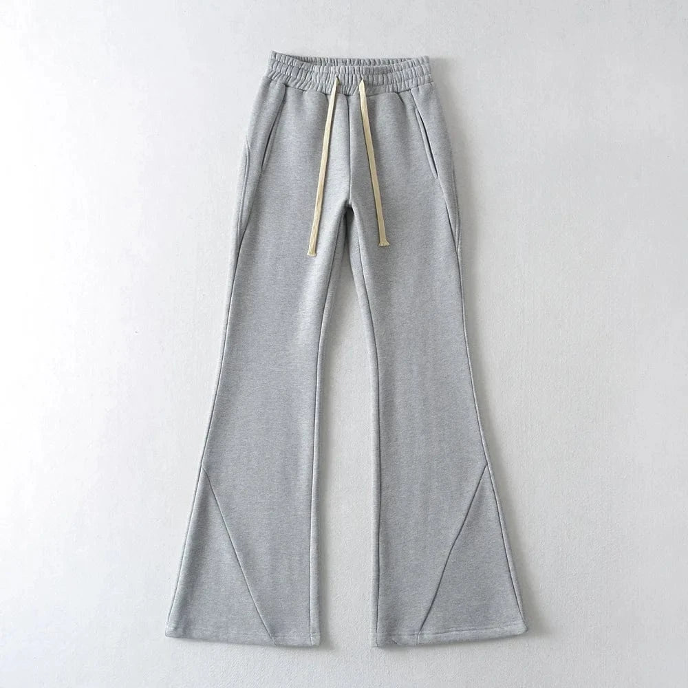 High Quality Custom Cotton Fleece Women Trousers Office Slim Flared Pants Slash Splicing Female Trousers Women Joggers Pants