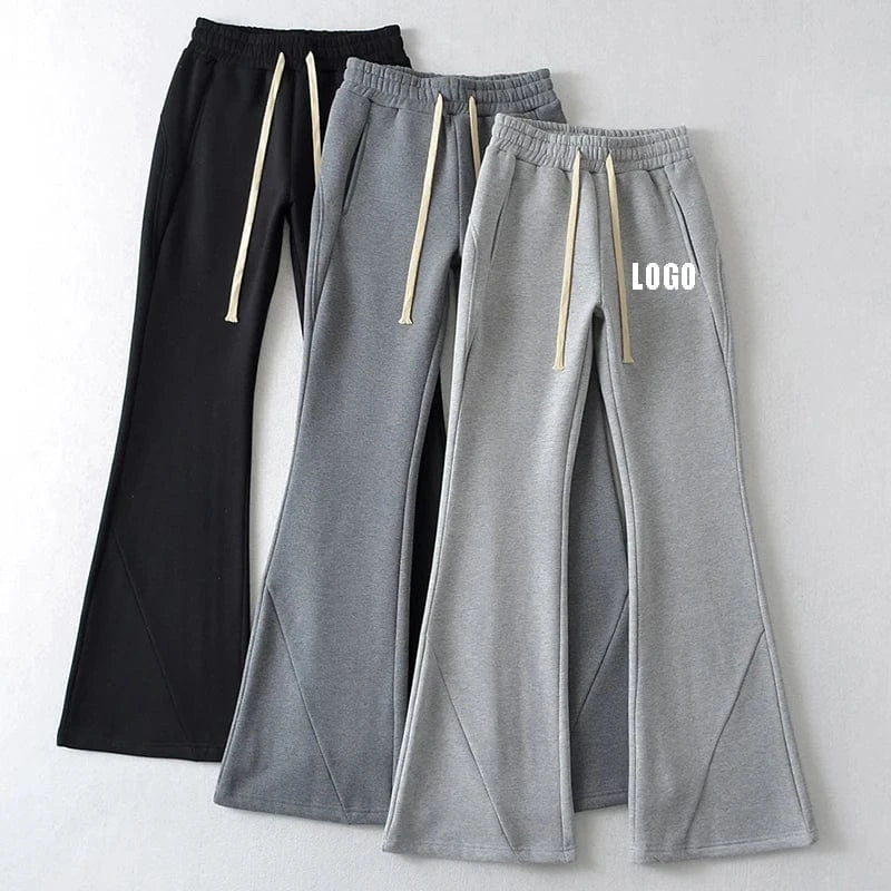 High Quality Custom Cotton Fleece Women Trousers Office Slim Flared Pants Slash Splicing Female Trousers Women Joggers Pants
