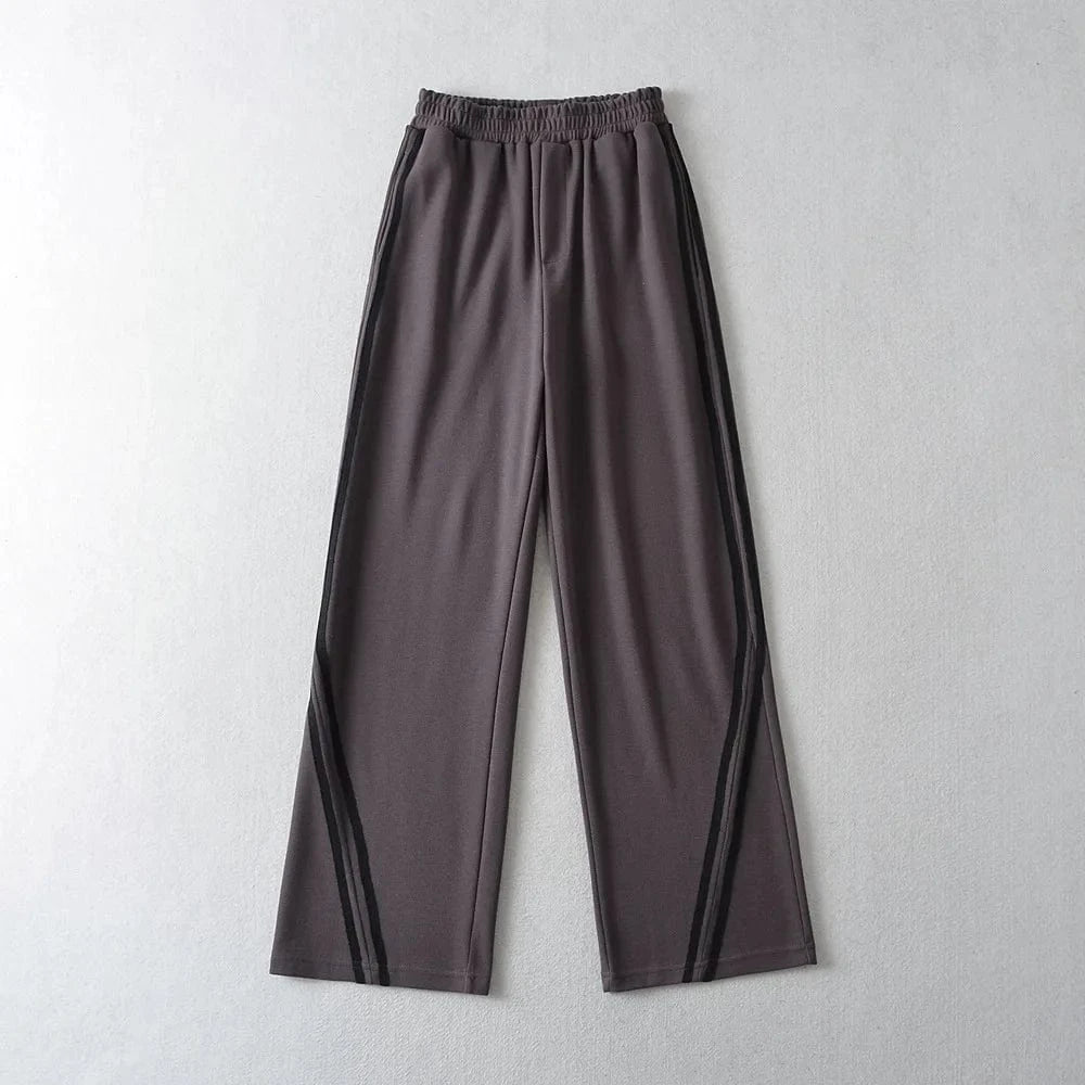 High Quality Custom Ladies Sweatpants Side Seam Contrast Strips Elastic Waistband Jogger Sport Pants Joggers Women