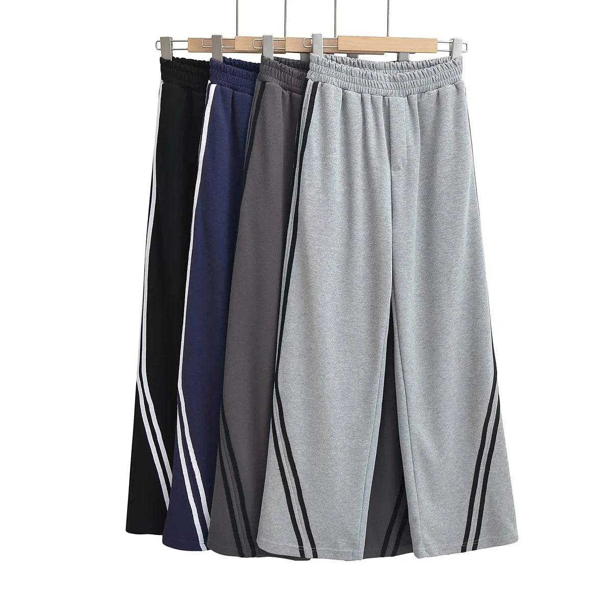 High Quality Custom Ladies Sweatpants Side Seam Contrast Strips Elastic Waistband Jogger Sport Pants Joggers Women