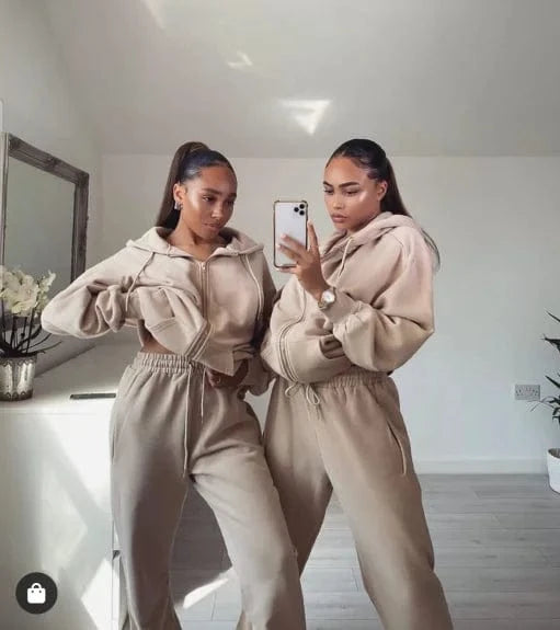 High Quality Custom Logo Cotton French Terry Women Crop Top And Biker Short And Sports Jogger And Zip Up Hoodie For Women's sets