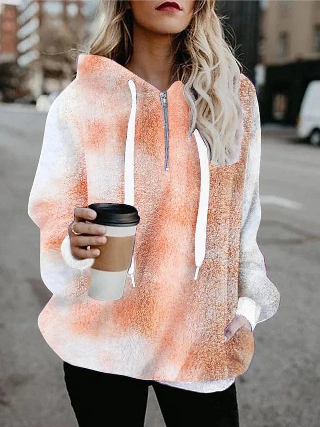 High Quality Custom Women's Cool Pullover Hoodie Digital Gradient Print Knitted Autumn-Winter Sweater Anti-Pilling Plus Size