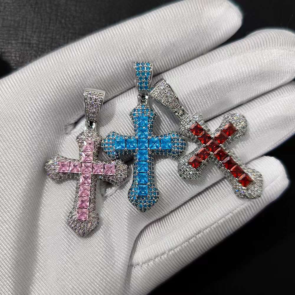 High Quality Diamond Christian Religion Jewelry Gold Plated Stainless Steel Chain CZ Micro Pave Cross Pendant Necklace