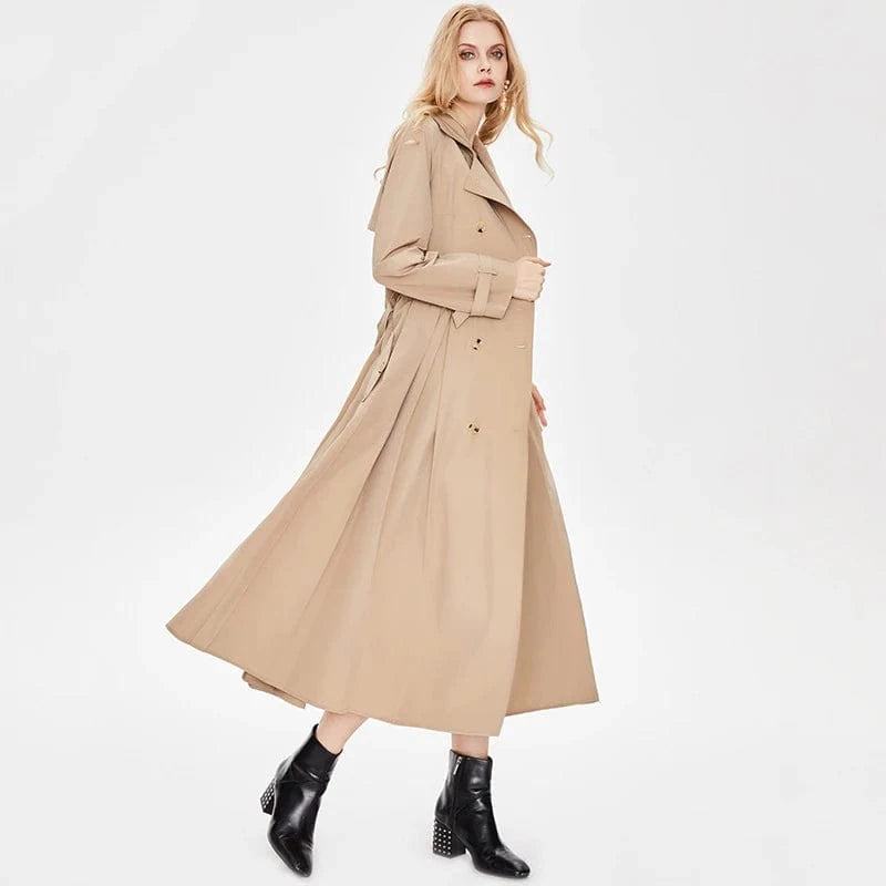 High Quality Elegant Unique Long Dress Overcoat Designer Trench Coat For Women