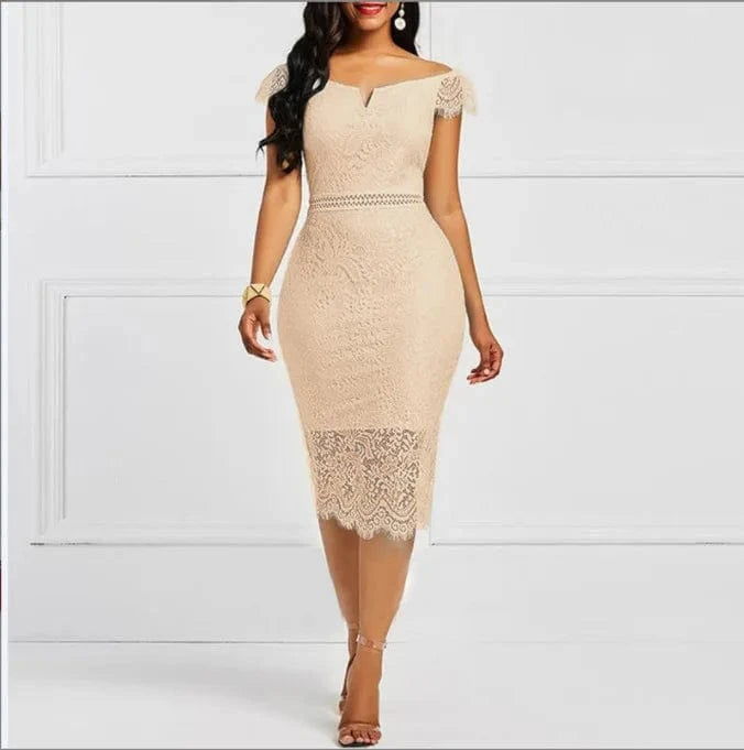 High Quality European and American Hot Style Lace dress Slim and Sexy Package Hip Skirt