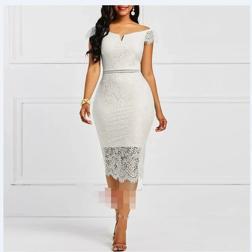 High Quality European and American Hot Style Lace dress Slim and Sexy Package Hip Skirt