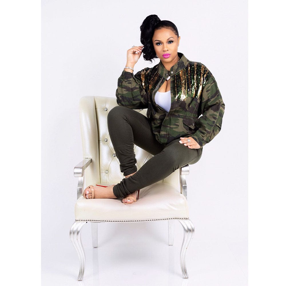 High Quality Fashion Camo Print Camouflage Women Jacket Top With Long Sleeve