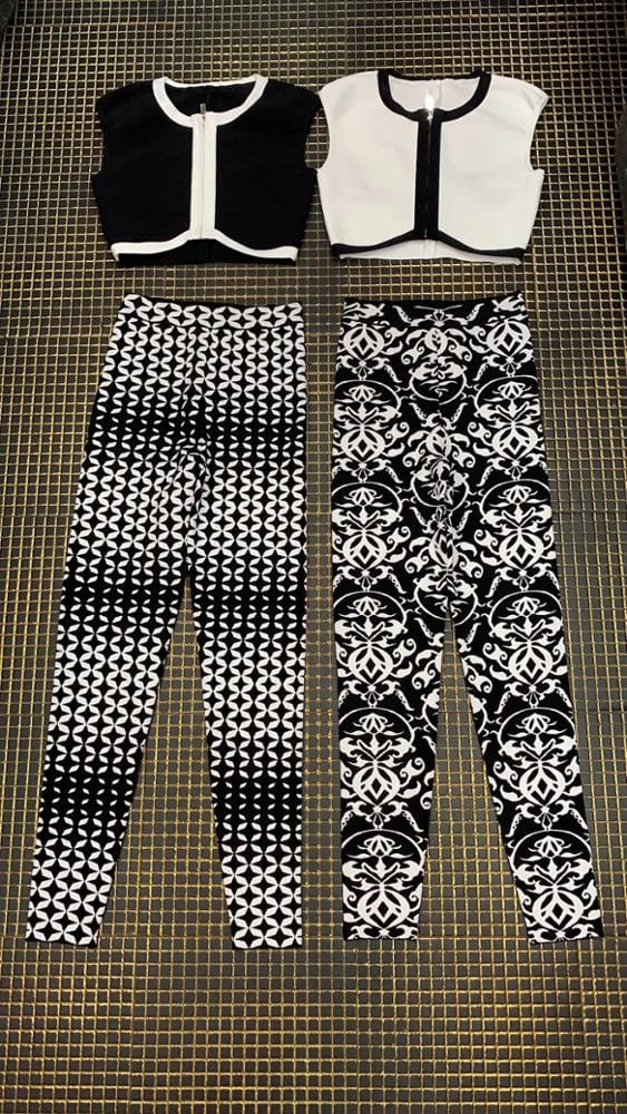 High Quality Fashion Jacquard Two Pieces Set Rayon Bandage Evening Party Set