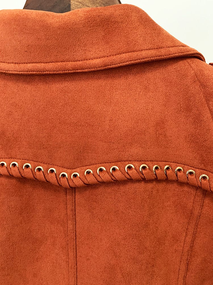 High quality fashion solid color women's riding jacket flow women suede jacket motorcycle jacket