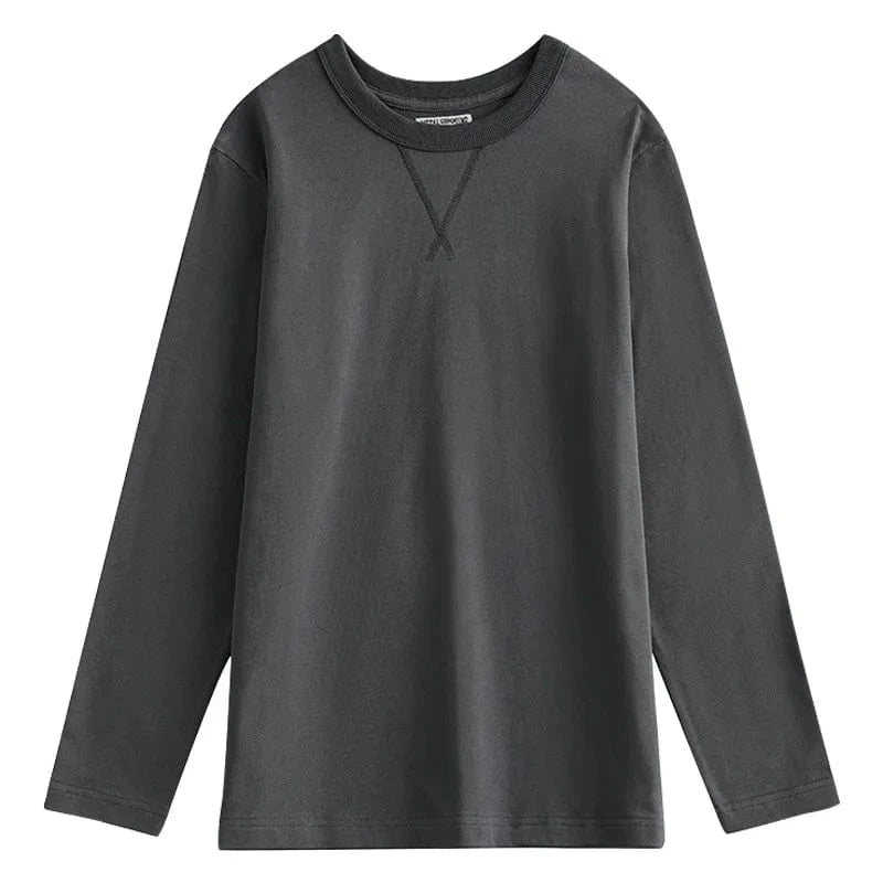 High Quality Heavy Weight 270GSM 100 Cotton Regular Casual Long Sleeve Triangle O Neck 3XL Plus Size Men Shirt