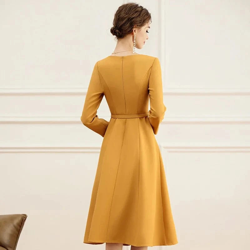 High Quality Imported Fabric Belt Accessories Yellow Beaded Skin friendly Casual Unique Matur Dresses