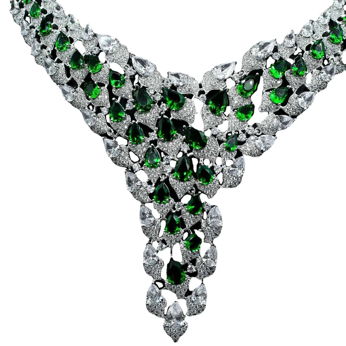 High Quality Inlay Full Zircon Jewelry Necklace Drop Earring Women Trendy Bridal Engagement Wedding Jewelry Set