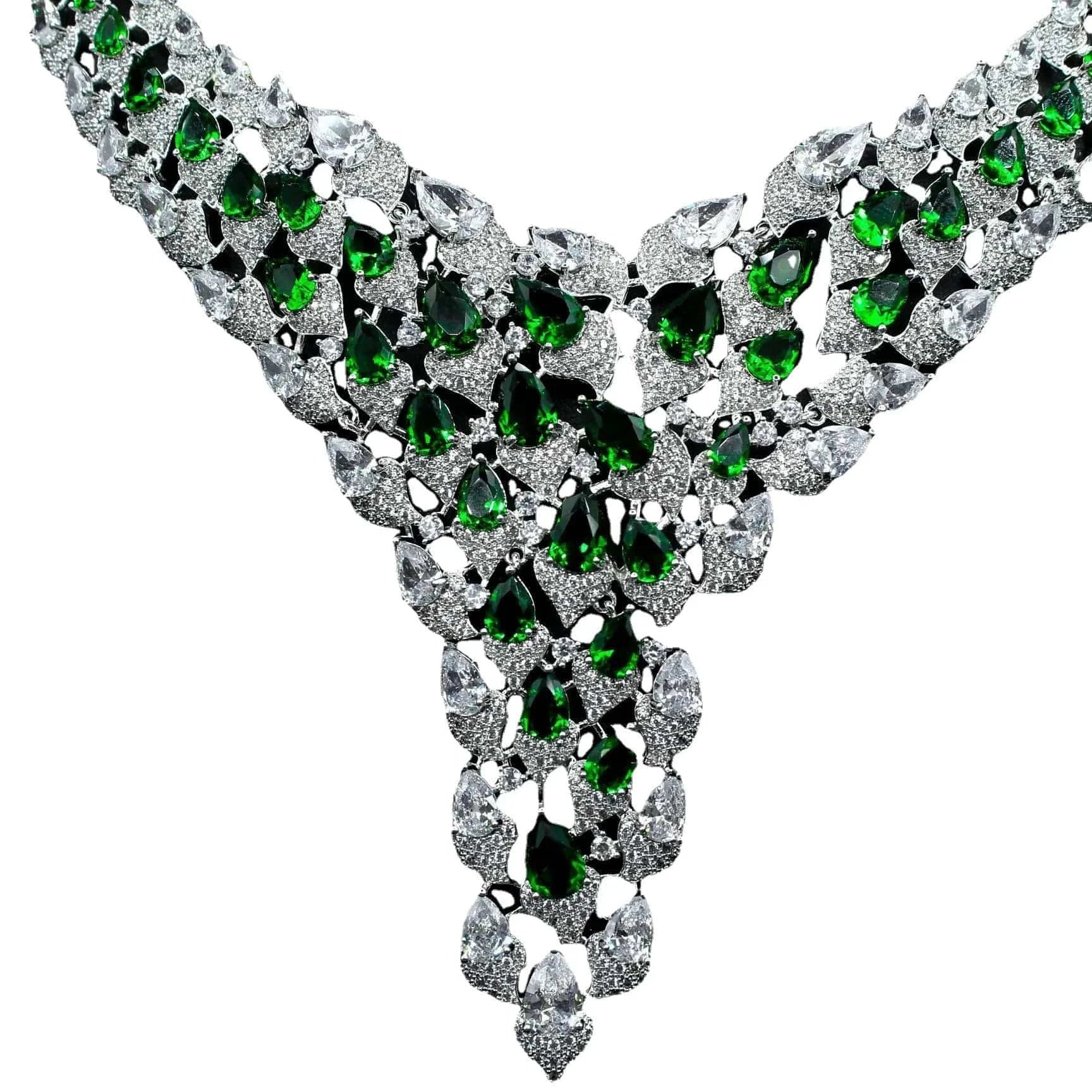 High Quality Inlay Full Zircon Jewelry Necklace Drop Earring Women Trendy Bridal Engagement Wedding Jewelry Set