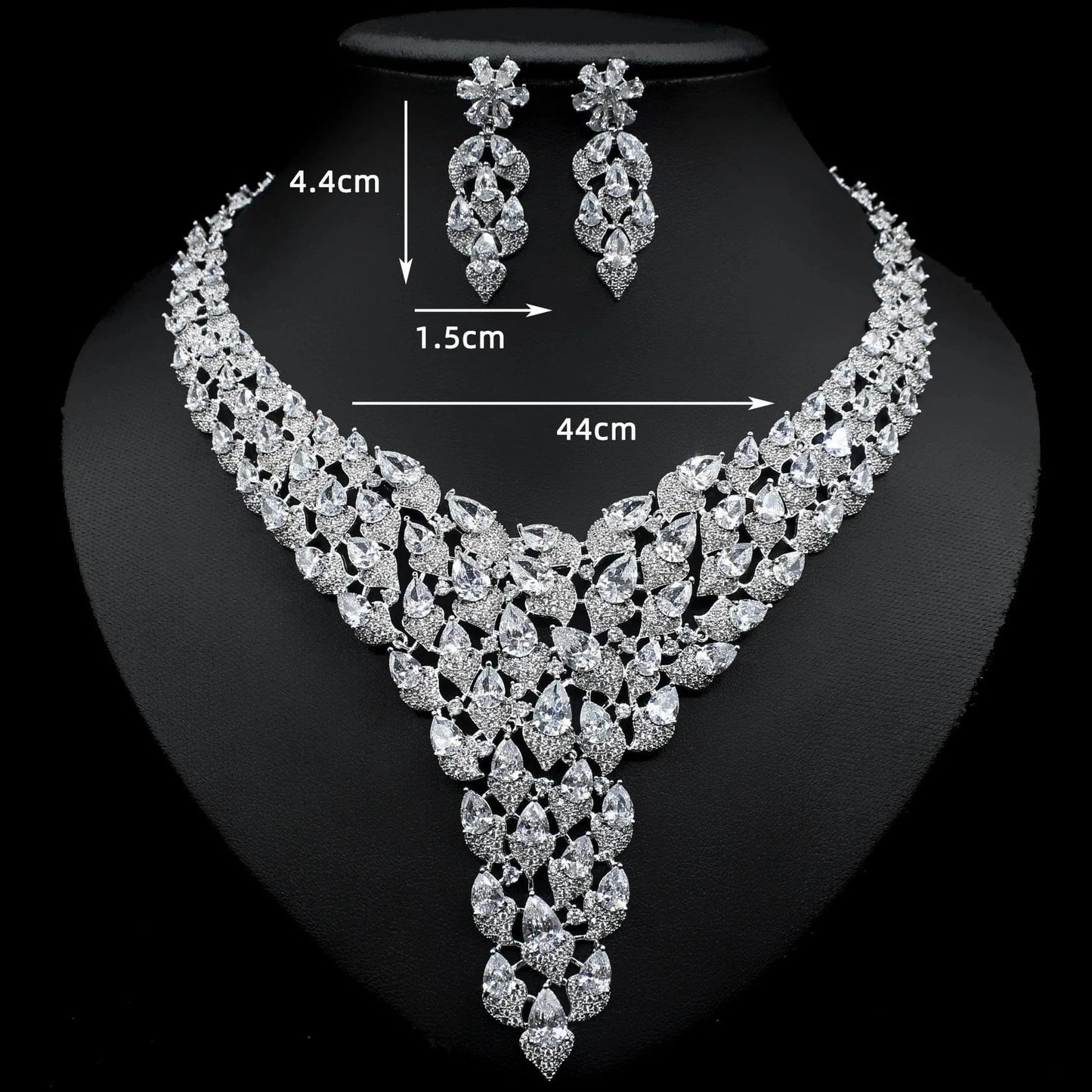 High Quality Inlay Full Zircon Jewelry Necklace Drop Earring Women Trendy Bridal Engagement Wedding Jewelry Set