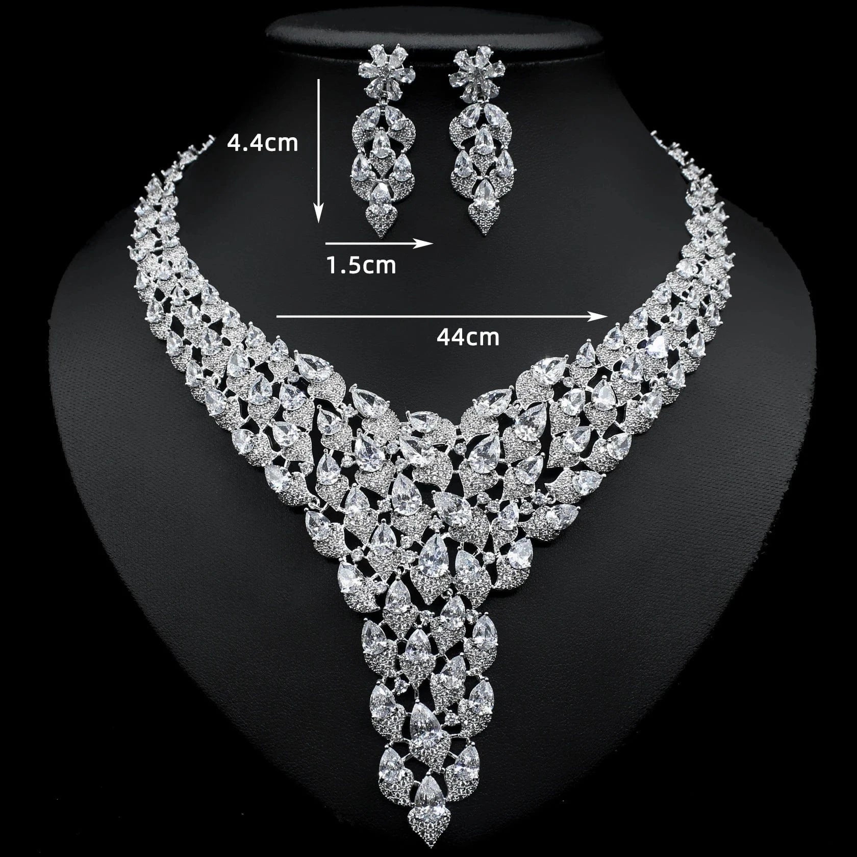 High Quality Inlay Full Zircon Jewelry Necklace Drop Earring Women Trendy Bridal Engagement Wedding Jewelry Set