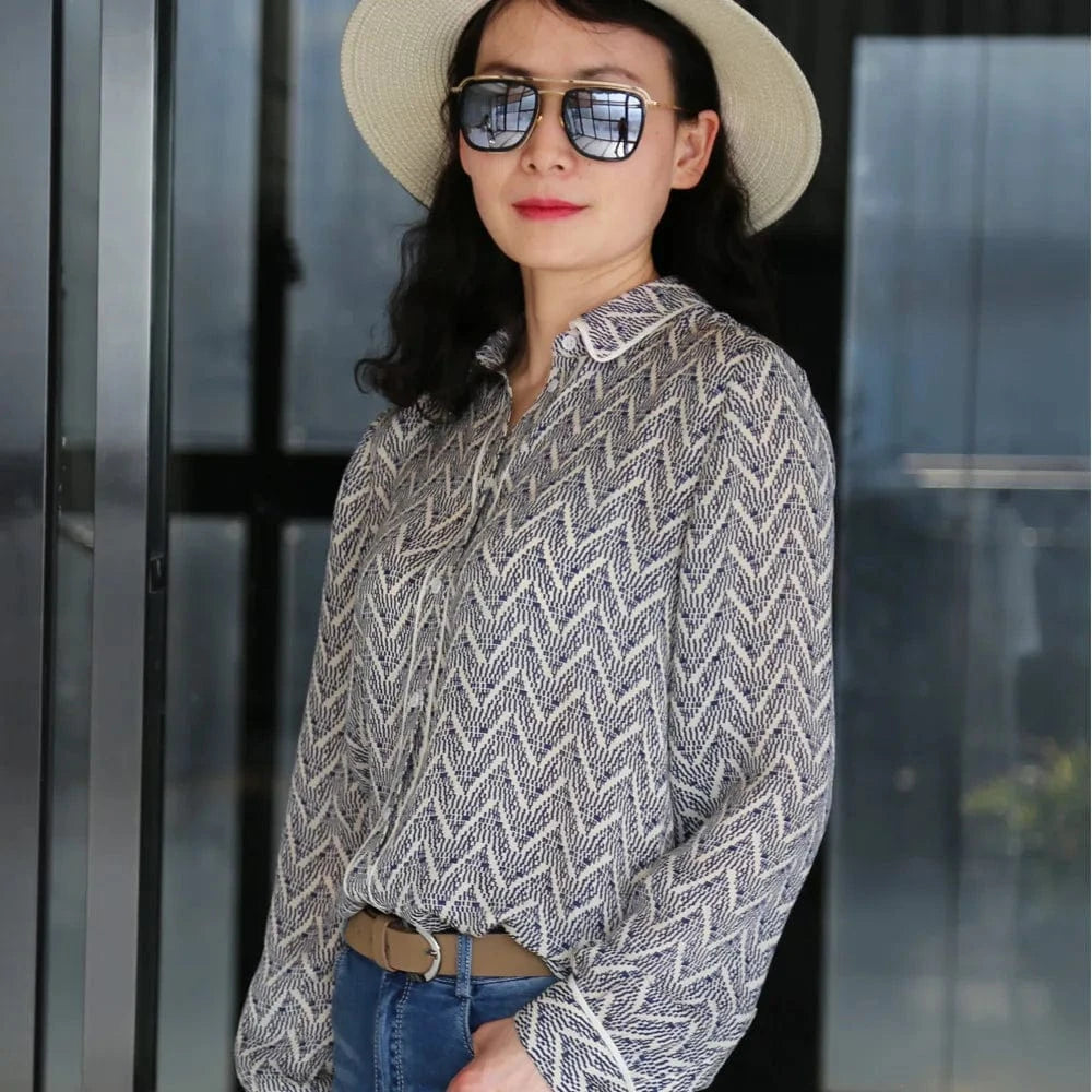 High Quality Ladies 100% Silk Shirt Stand Blouse Elegant Temperament Office Shirt For Women